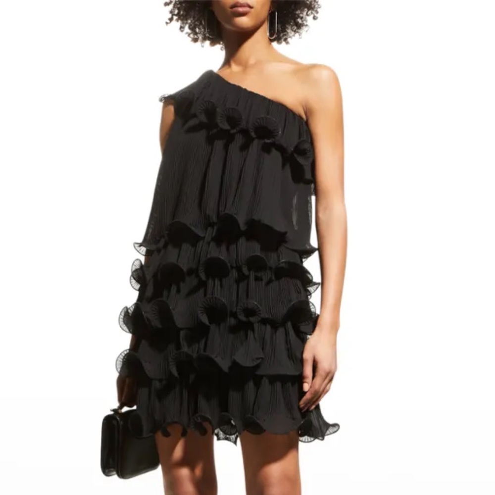 Milly Black Layered Ruffle Mini Dress - Picture 2 of 8